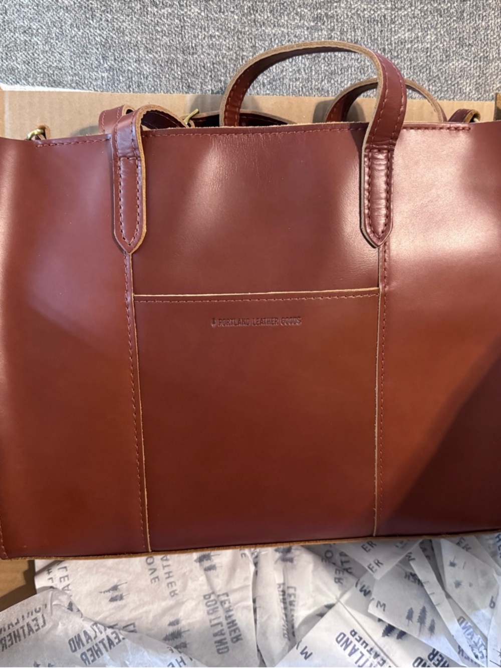 Portland Leather East/West Lola Tote Bag - in Madrone